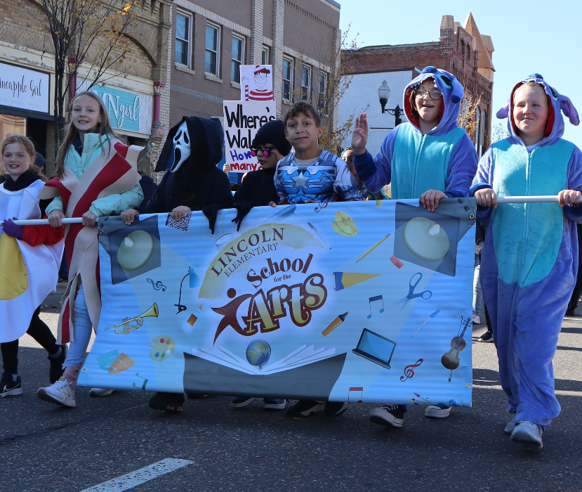  Students walk in Halloween parade